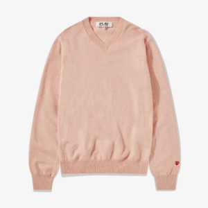 CDG Men Lambswool V Neck Sweater Pink