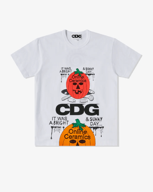 CDG-Online-Ceramics-Pumpkin-T-Shirt-White.png CDG Online Ceramics Pumpkin T-Shirt White - Image 1
