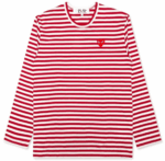 CDG PLAY Big Red Heart Striped L/S T-Shirt (White/Red)