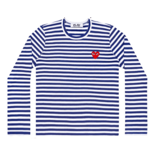 CDG PLAY Striped Long Sleeve T-Shirt (White/Blue)