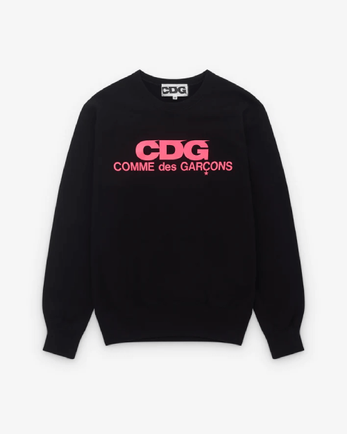 CDG-Pink-Logo-Sweatshirt-Black.png CDG Pink Logo Sweatshirt Black - Image 1