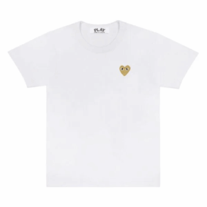 CDG Play Basic T-Shirt Gold Emblem (White)