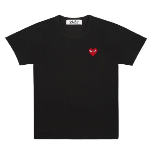 CDG-Play-Basic-T-Shirt-Red-Emblem-Black.png CDG Play Basic T-Shirt Red Emblem (Black) - Image 1