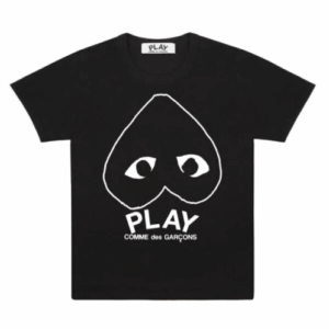 CDG Play Black T-Shirt With White Heart Outline