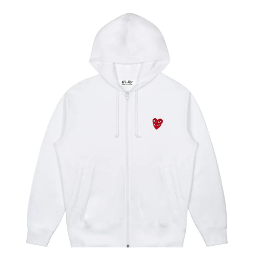 CDG-Play-Hooded-Sweatshirt-with-Double-Red-Heart22.png CDG Play Hoodie Sweatshirt with Double Red Heart White - Image 1