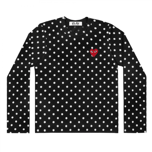 CDG-Play-LS-Polka-Dot-T-Shirt-Black.png CDG Play L/S Polka Dot T-Shirt Black - Image 1