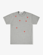 CDG Play Multi Red Heart Logo T-Shirt Grey