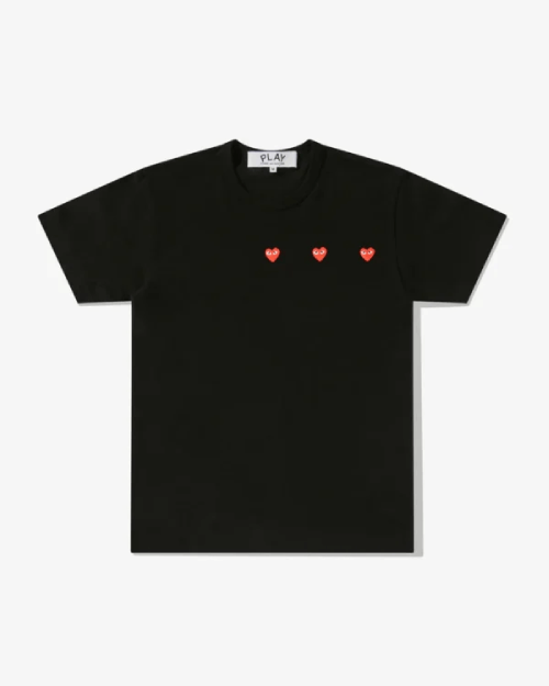 CDG-Play-Multi-Red-Heart-T-Shirt-Black.png CDG Play Multi Red Heart T-Shirt Black - Image 1