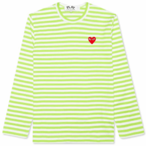 CDG Play Pastelle Striped L/S T-shirt (Green/White)