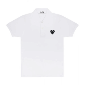 CDG Play Polo Black Emblem (White)