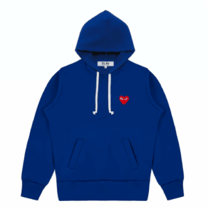 CDG Play Single Red Heart Hoodie in Navy