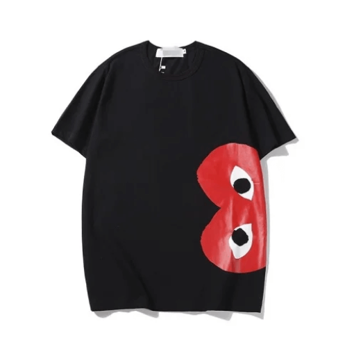 CDG-Play-T-Shirt-with-Red-Heart-Black-Eyes.png CDG Play T-Shirt with Red Heart Black Eyes - Image 1