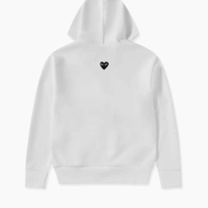 CDG Play Unisex Reverse Black Heart Zip Hooded Sweatshirt White