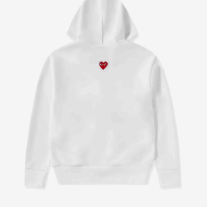 CDG Play Unisex Reverse Red Heart Zip Hooded White