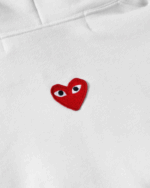 CDG Play Unisex Reverse Red Heart Zip Hooded White - Image 3