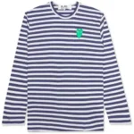 CDG Play Women’s Green Heart Striped Tee Navy