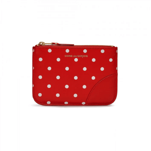 CDG-Wallet-Polka-Dots-Printed-Zip-Pouch-Red-SA8100PD.png CDG Wallet Polka Dots Printed Zip Pouch Red SA8100PD - Image 1