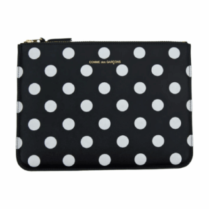 CDG Wallet Wallet Polka Dot Printed Zip Pouch Black SA5100PD