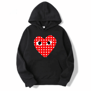 CDG White Dotted Heart Hoodie
