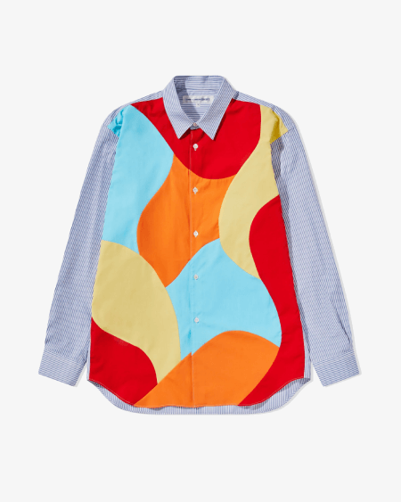CDG_SHIRT_FN-B012-1_0354-1.png CDG Men’s Curved Patchwork Shirt - Image 1