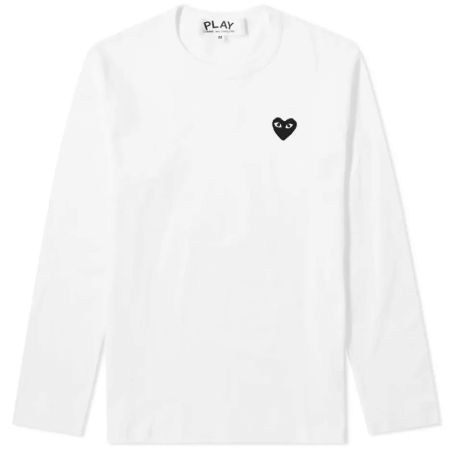 COMME-DES-GARCONS-PLAY-LONG-SLEEVE-TEE-WHITE-BLACK-1.png Comme Des Garcons Play Long Sleeve Tee White & Black - Image 1