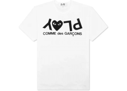 Comme-Des-Garcons-Play-Inverted-Text-T-Shirt.png Comme Des Garcons Play Inverted Text T-Shirt - Image 1