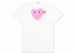 Comme Des Garçons Play Red Emblem And Pink Heart T-Shirt