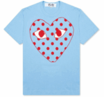 CDG Play Pastelle Polka Dot Red Heart T-shirt
