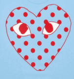 CDG Play Pastelle Polka Dot Red Heart T-shirt - Image 2