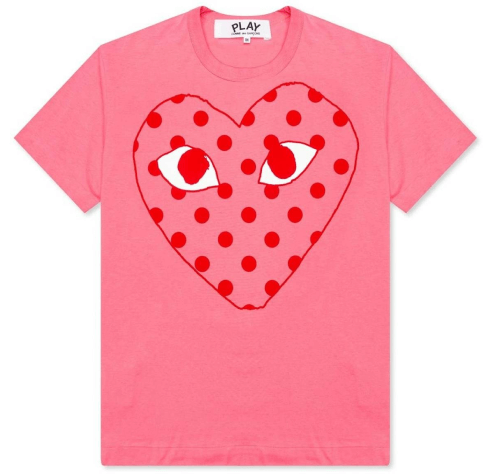 Comme-des-Garcons-Play-Pastelle-Polka-Dot-Red-Heart-T-shirt.png Comme des Garçons Play Pastelle Polka Dot Tee - Image 1