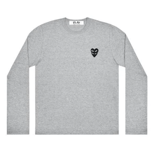 Play-Comme-des-Garcons-Double-Eye-Black-Heart-Long-Sleeve-Grey.png Play Comme des Garçons Double Eye Black Heart Long Sleeve (Grey) - Image 1